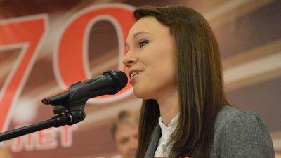 Руководитель РССМ Юлия Оглоблина обратилась к ветеранам на торжественном приеме в честь 70-летия Великой Победы в Минсельхозе России