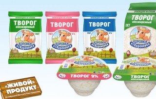 Новая удобная упаковка для творога ГОСТ "Коровка из Кореновки"